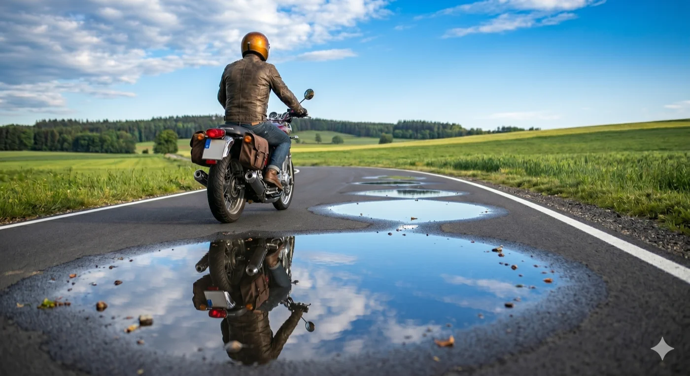 福島の山あいを走るツーリングライダー